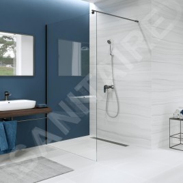Cersanit Mille - Paroi de douche Walk-In, 100x200 cm, noir/verre clair S161-003