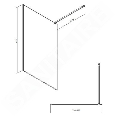 Cersanit Mille - Paroi de douche Walk-In, 80x200 cm, chrome/verre clair S161-005