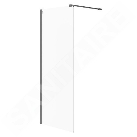 Cersanit Mille - Paroi de douche Walk-In, 80x200 cm, noir/verre clair S161-007