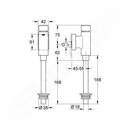 Grohe Rondo - Robinet de chasse pour urinoir, chrome 37346000