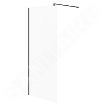 Cersanit Mille - Paroi de douche Walk-In, 90x200 cm, noir/verre clair S161-008