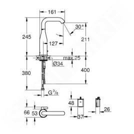 Grohe Essence E - Mitigeur électronique infrarouge de lavabo, avec mélangeur et limiteur de température ajustable, chrome