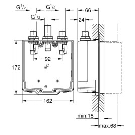 Grohe Corps d’encastrement - Set de pré-montage pour mitigeur auto-refermable de douche 36322001