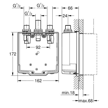 Grohe Corps d’encastrement - Set de pré-montage pour mitigeur auto-refermable de douche 36322001