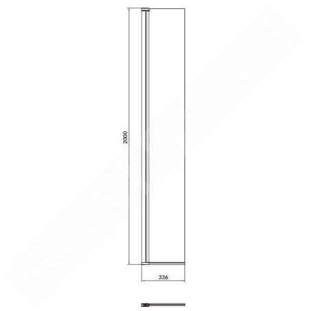 Cersanit Mille - Paroi latérale mobile pour Walk-In, 34x200 cm, noir/verre clair S161-011