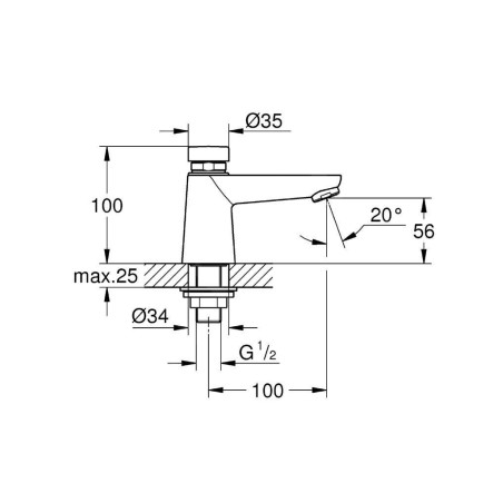 Grohe Euroeco Cosmopolitan T - Soupape de support à fermeture automatique, chrome 36265000