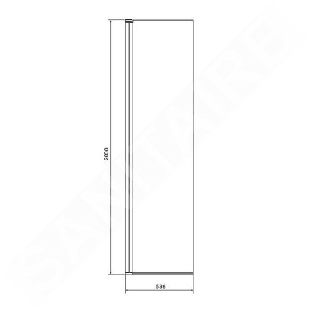 Cersanit Mille - Paroi latérale mobile pour Walk-In, 54x200 cm, noir/verre clair S161-012