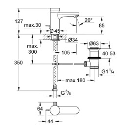 Grohe Eurosmart Cosmopolitan T - Mitigeur de lavabo à fermeture automatique, chrome 36318000
