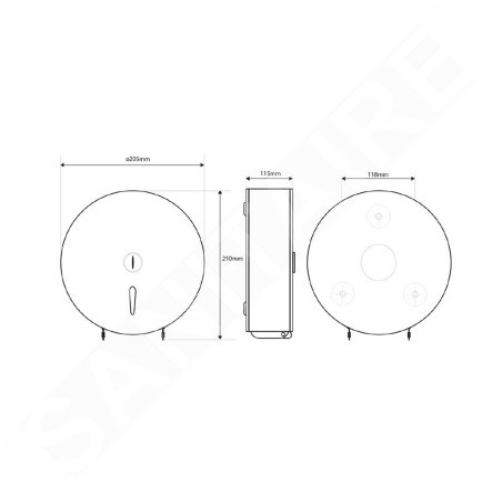 Sapho Série Hôtel - Distributeur de papier toilette inox mat, 205x210x115 mm XP701