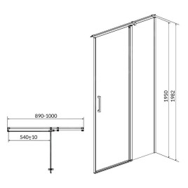 Cersanit Moduo - Porte de douche 90x198 cm, droite, chrome/verre clair S162-006
