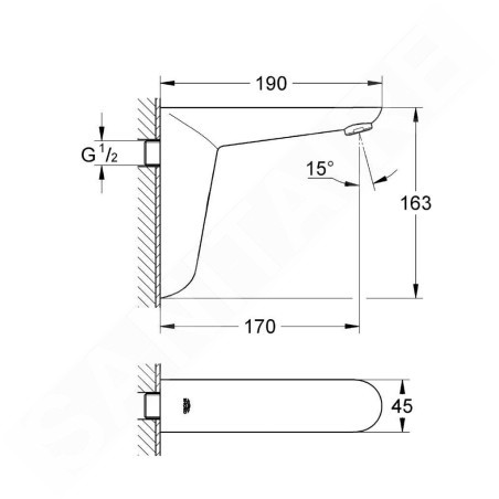 Grohe Euroeco Cosmopolitan E - Mitigeur électronique de lavabo, chrome 36274000