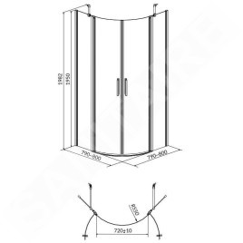Cersanit Moduo - Cabine de douche 80x80 cm, chrome/verre clair S162-009