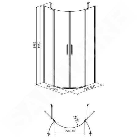 Cersanit Moduo - Cabine de douche 80x80 cm, chrome/verre clair S162-009