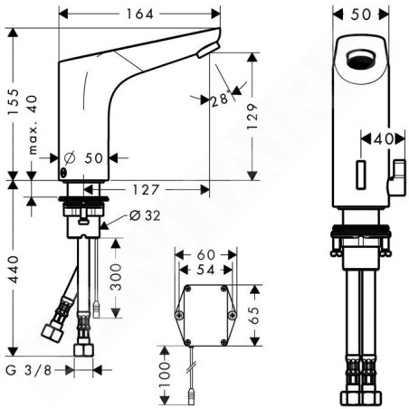 Hansgrohe Focus E2 - Mitigeur de lavabo électronique avec contrôle de la température à piles, chrome 31171000