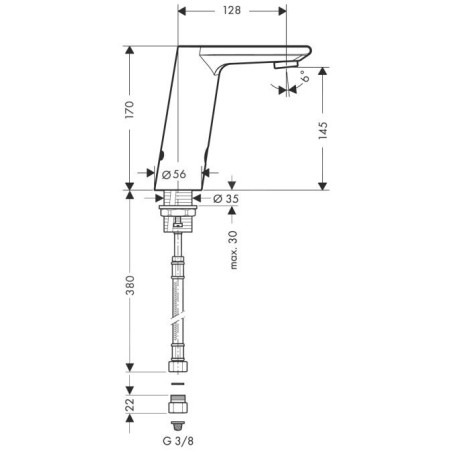 Hansgrohe Metris S - Mitigeur de lavabo électronique sans contrôle de la température à piles, chrome 31101000