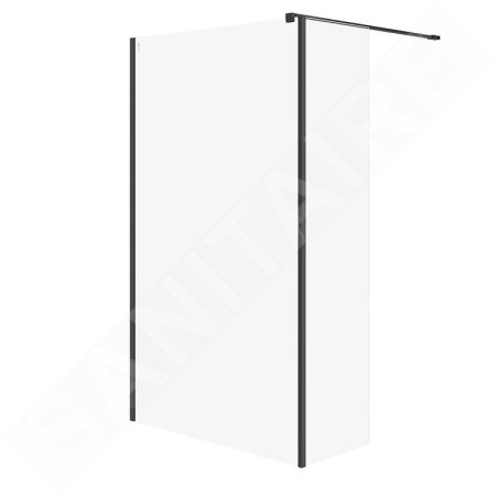 Cersanit Mille - Paroi de douche Walk-In, 120x200 cm, noir/verre clair S601-176