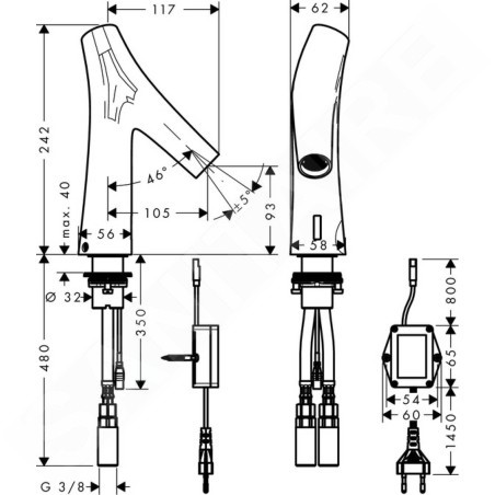 Axor Starck Organic - Mitigeur de lavabo électronique sans contrôle de température, chrome 12174000