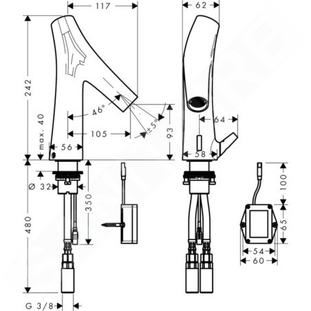Axor Starck Organic - Mitigeur de lavabo électronique avec contrôle de la température, à piles, chrome 12171000