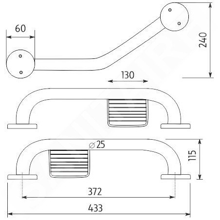 Nimco Poignées - Main courante cassée, 433x240 mm, acier inoxydable BM 7035LZ-18