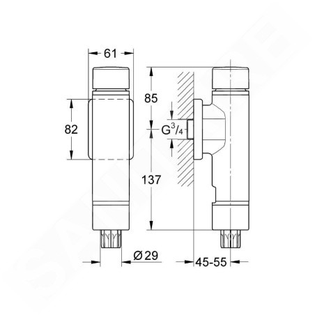 Grohe Rondo A.S. - Chasse d'eau à pression, chrome 37349000