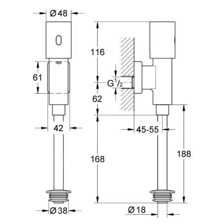Grohe Tectron - Électroniquelectronique infrarouge pour urinoir, chrome 37421000