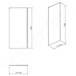 Cersanit Crea - Paroi de douche 79 cm, chrome/verre clair S900-2613