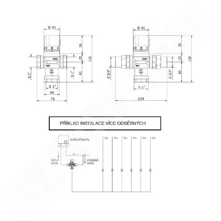 Sapho Robinets non mélangeur - Mitigeur thermostatique pour 4 à 8 points d’alimentation, chrome TMTCOM