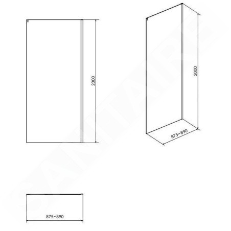 Cersanit Crea - Paroi de douche 89 cm, chrome/verre clair S900-2614
