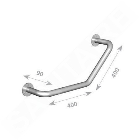 Novaservis Accessoires de salles de bain - Poignée angulaire avec capuchons, 400x400 mm, acier inoxydable poli R66404,44