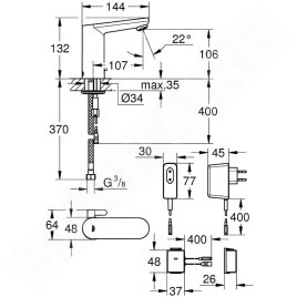 Grohe Eurosmart Cosmopolitan E Bluetooth - Mitigeur électronique de lavabo, chrome 36413000