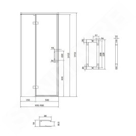 Cersanit Larga - Porte de douche 90x195 cm, gauche, chrome/verre clair S932-120
