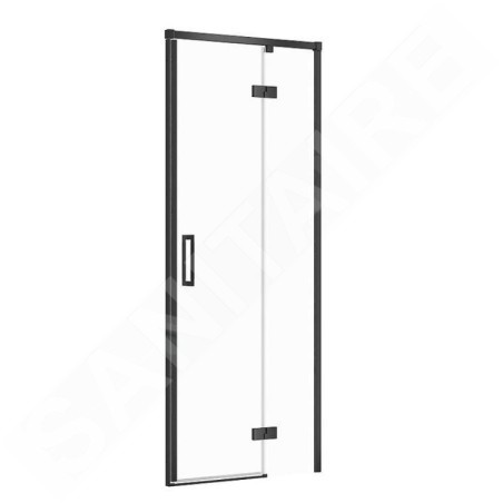 Cersanit Larga - Porte de douche 80x195 cm, droite, noir/verre clair S932-123