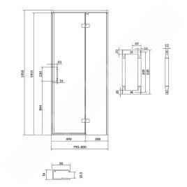 Cersanit Larga - Porte de douche 80x195 cm, droite, noir/verre clair S932-123