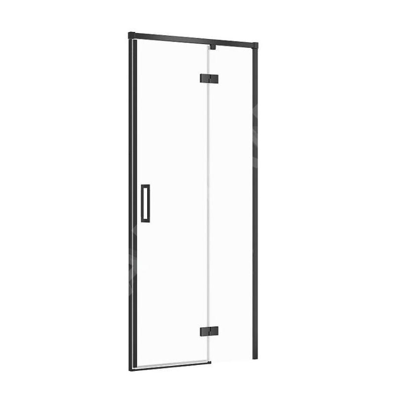 Cersanit Larga - Porte de douche 90x195 cm, droite, noir/verre clair S932-124