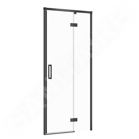 Cersanit Larga - Porte de douche 90x195 cm, droite, noir/verre clair S932-124