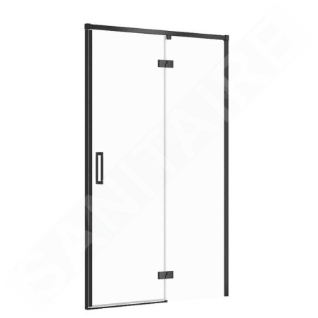 Cersanit Larga - Porte de douche 120x195 cm, droite, noir/verre clair S932-126