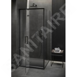 Cersanit Larga - Porte de douche 100x195 cm, gauche, noir/verre clair S932-129