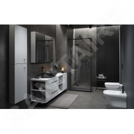 Cersanit Larga - Porte de douche 100x195 cm, gauche, noir/verre clair S932-129