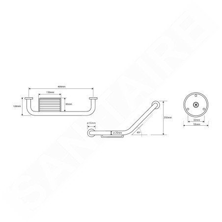 Sapho Équipement de salle de bain - Poignée incurvée avec porte-savon en fil de fer, chrome XH520