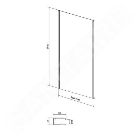 Cersanit Larga - Paroi de douche 80 cm, chrome/verre clair S932-131