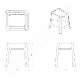 Aqualine Accessoires - Tabouret de salle de bains, avec espace de rangement, noir 90902B