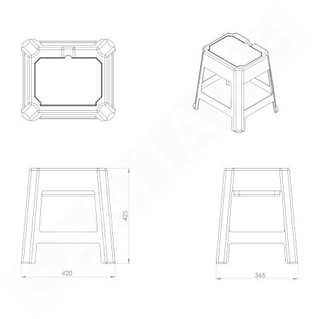 Aqualine Accessoires - Tabouret de salle de bains, avec espace de rangement, noir 90902B