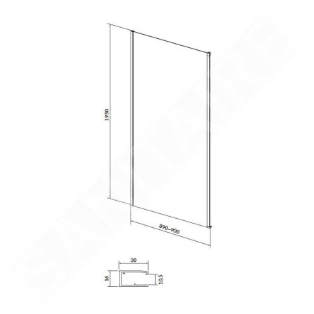 Cersanit Larga - Paroi de douche 90 cm, chrome/verre clair S932-132