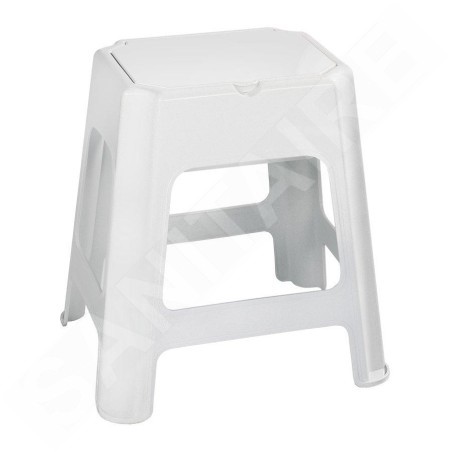 Aqualine Accessoires - Tabouret de salle de bains, avec espace de rangement, blanc 90902W