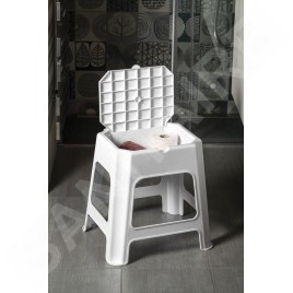 Aqualine Accessoires - Tabouret de salle de bains, avec espace de rangement, blanc 90902W