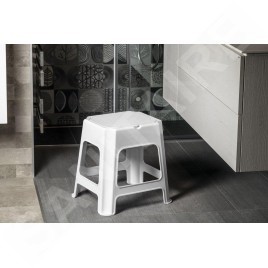 Aqualine Accessoires - Tabouret de salle de bains, avec espace de rangement, blanc 90902W
