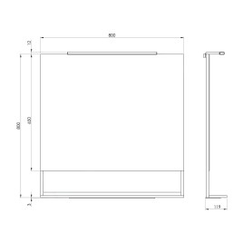 Sapho Erupta - Miroir avec éclairage LED, 800x800 mm, noir ERU335