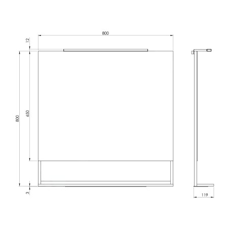 Sapho Erupta - Miroir avec éclairage LED, 800x800 mm, noir ERU335