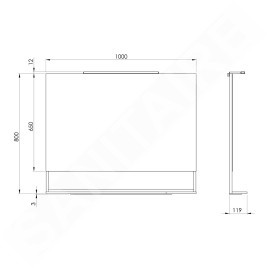 Sapho Erupta - Mirroir avec éclairage LED, 1000x800 mm, noir ERU340