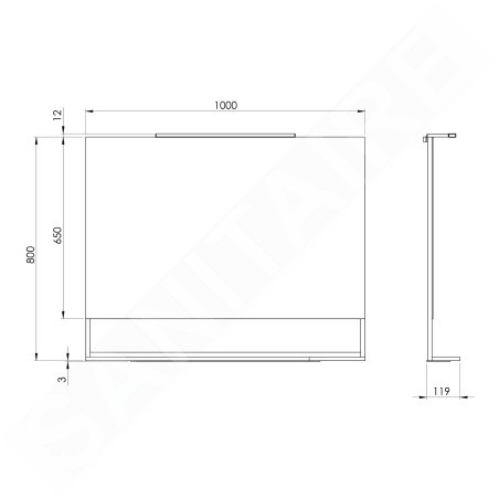 Sapho Erupta - Mirroir avec éclairage LED, 1000x800 mm, noir ERU340